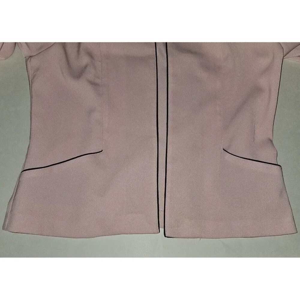 Dressbarn Pink Black Blazer Jacket Striped Tank Top Matching Set Size 10